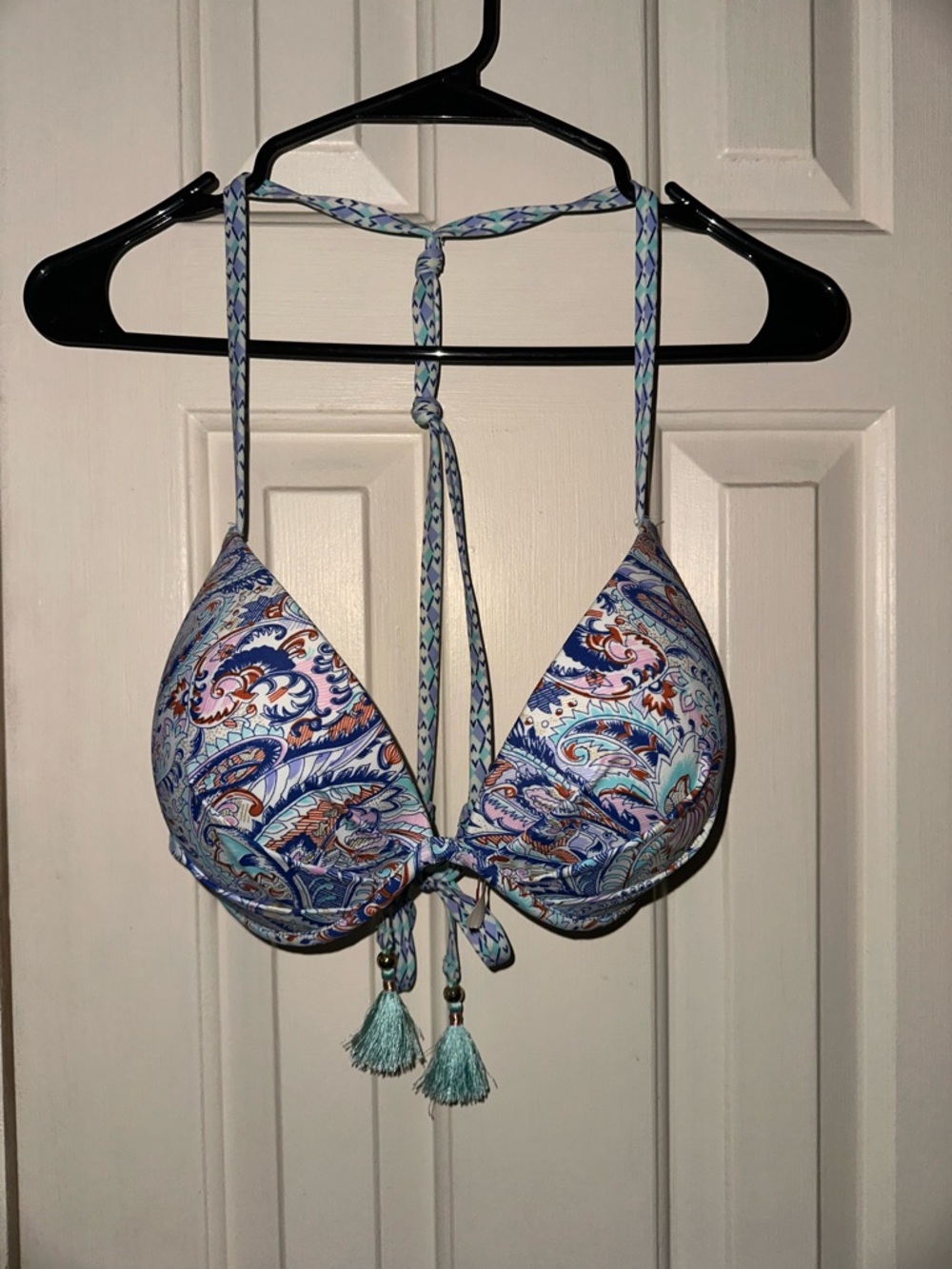 Victoria's Secret Blue Multi Paisley Halter Bikini Top